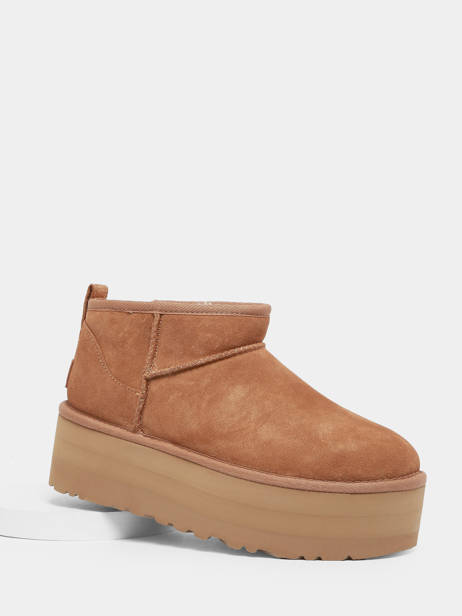 Classic Ultra Mini Platform Boots In Leather Ugg Brown women 1135092 other view 1