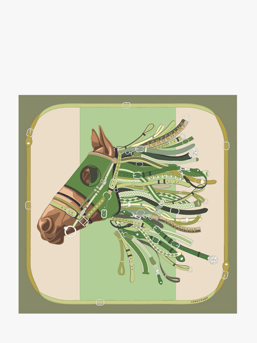Longchamp Soie gots Scarf Green