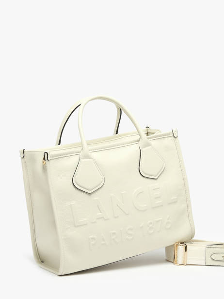 Medium Leather Jour Tote Bag Lancel Beige jour A12996 other view 2