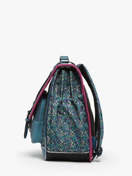 Wheeled Schoolbag 3 Compartments Cameleon Blue vintage fantasy PBVGCA41 other view 2
