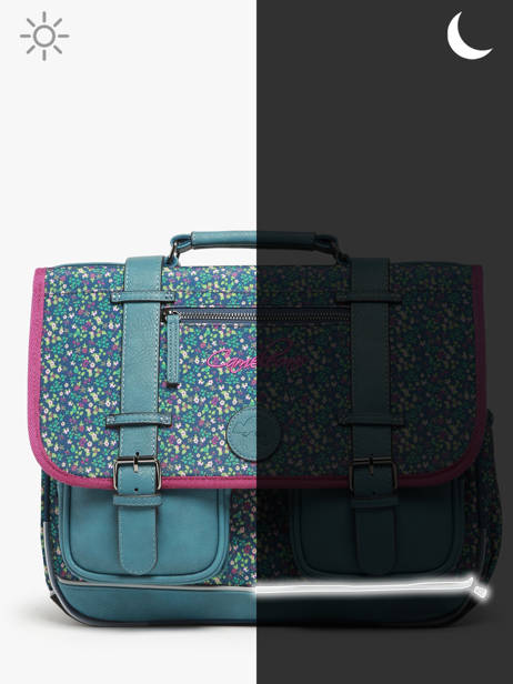 Wheeled Schoolbag 3 Compartments Cameleon Blue vintage fantasy PBVGCA41 other view 7