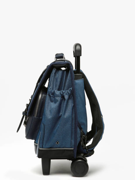 Wheeled Schoolbag 2 Compartments Cameleon Blue vintage color CR38 other view 1