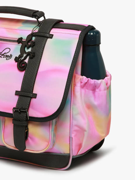 Satchel For Kids 3 Compartments Cameleon Pink vintage fantasy CA41 other view 5