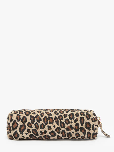 Trousse Cuir Milano Beige velvet leopardo VL22116 vue secondaire 2