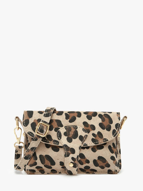 Crossbody Bag Velvet Leopardo Leather Milano Beige velvet leopardo VL260612