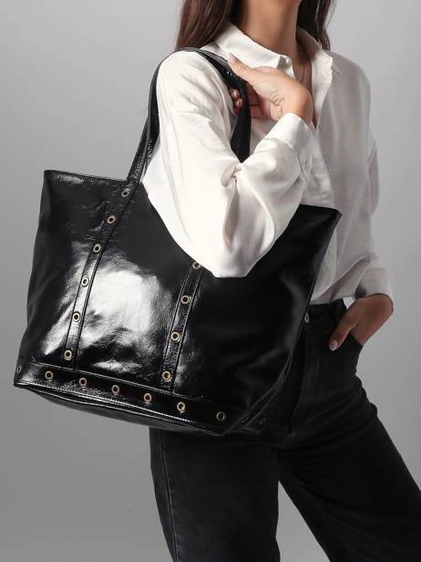 Medium Leather Le Cabas Shoulder Bag Vanessa bruno Black cabas cuir 82V40378 other view 1