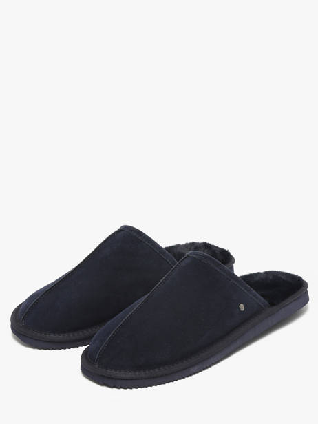 Chaussons En Cuir Isotoner Bleu men 98169 vue secondaire 1