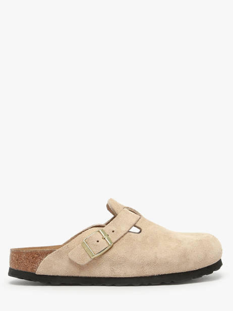 Slippers In Leather Birkenstock Beige women 1030883