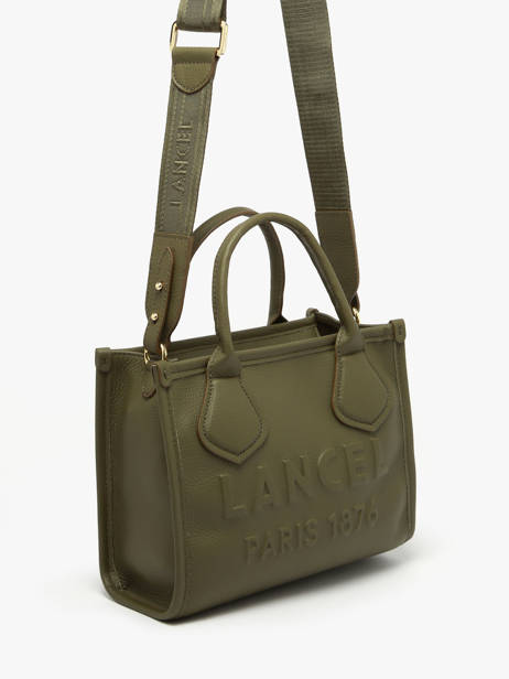 Small Leather Jour Tote Bag Lancel Green jour A12995 other view 2