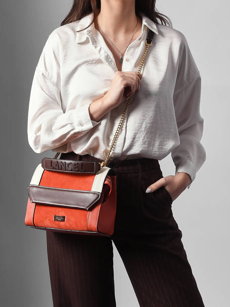 Leather Ninon Color Block Crossbody Bag Lancel Orange ninon A13370 other view 1