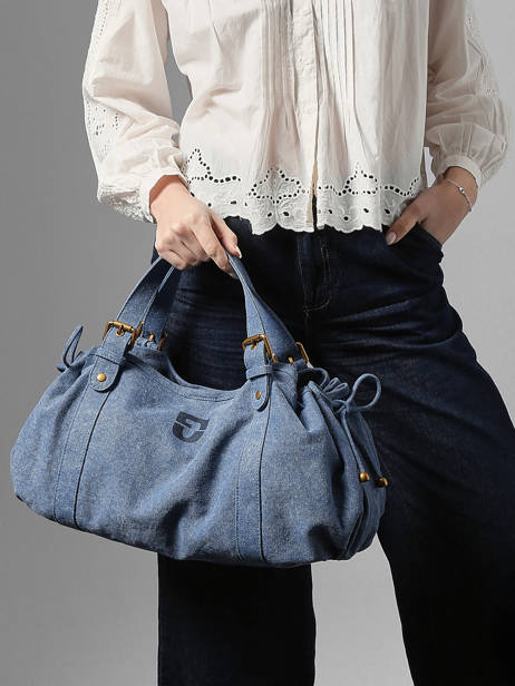 Shoulder Bag Canvas Cotton Gerard darel Blue canvas D489 other view 1