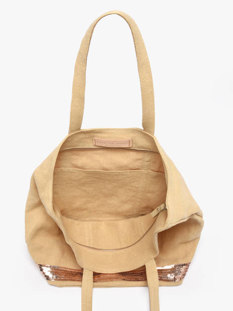Medium Zipped Le Cabas Tote Bag Linen Sequins Vanessa bruno Yellow cabas lin 31V40378 other view 3