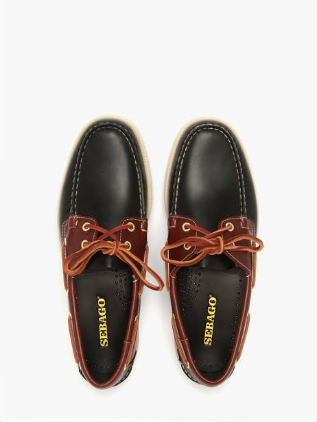 Boat Shoes In Leather Sebago Black men 7111M7W other view 4