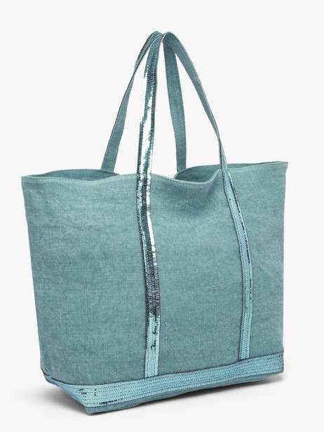 Large Le Cabas Tote Bag Linnen Sequins Vanessa bruno Blue cabas lin 31V40315 other view 1