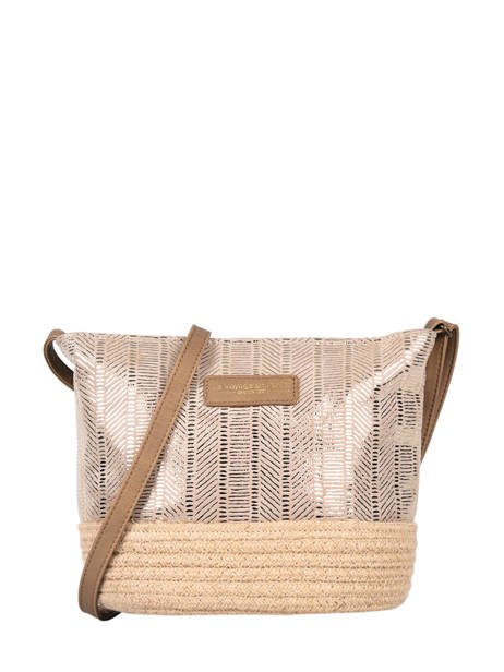 Crossbody Bag Irisé Raffia Le voyage en panier Beige guimauve PM289